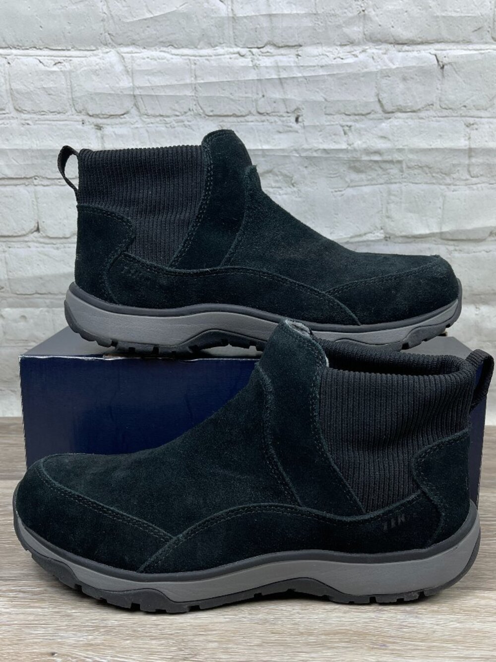 LL Bean Women's Tek 2.5 Slip On Winter Ankle Boots Shoes Black SIZE 9.5 WIDE
